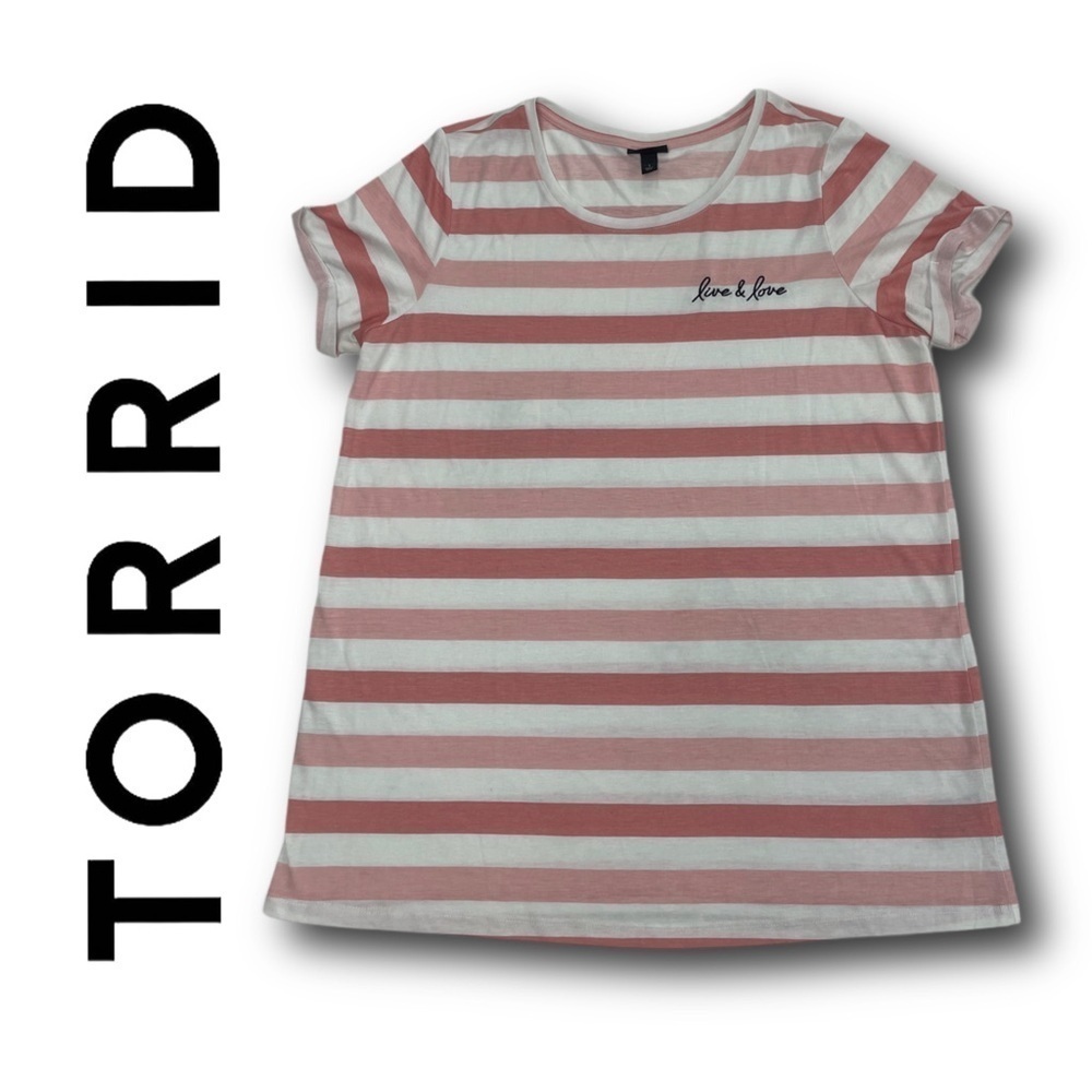 Torrid Breast Cancer Awareness - Stripe Live & Love Crew Neck Tee - size 1